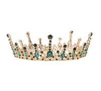 HEALLILY Rhinestone Bride Crown Headband Green Glitter Wedding Tiara Hair Accessory for Women Bridal Party
