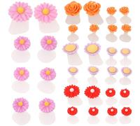 HEALLILY Silicone Flower Toe Separators Pedicure Nail Separators for Women, 4pcs Set with Red Daisy, Purple Daisy, Purple Sunflower, and Orange Rose, Decorative and Comfortable for Foot