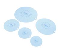 HEALLILY Silicone Lids for Bowls 5pcs Set Blue Microwave Food Covers Reusable Sealed Universal Silicone Suction Meal Bowl Covers for Kitchen Storage