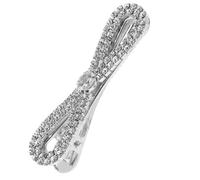 HEALLILY Silver Rhinestone Bow Hair Clips Secure Duckbill Clip Firm Hold Classic Elegant Chic Fashionable Fancy Hair Accessories for Bride Wedding