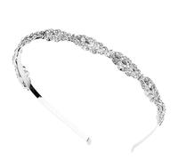 HEALLILY Silver Rhinestone with Pretty Ornaments Hair Headband Alloy Crystal Headpiece Stylish and Delicate Design Bridal for Fashion Shows and Holiday Events