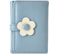 HEALLILY Simple Style Pu Leather Student Purse with Flower Pattern, Portable Organizer Wallet, Folding Korean Style Coin Purse Suitable for Home and Office Use