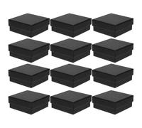 HEALLILY Small Jewelry Boxes with Sponge Padding 12pcs Black Paper and Velour Material Easy to Open and Close, Practical Storage for Earrings and Rings for Decoration a Dresser or New