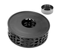 HEALLILY Stainless Steel Round Teapot Warmer Base with Hollow Air Circulation Design and Tealight Holder for Home Office Hotel Tea Preservation