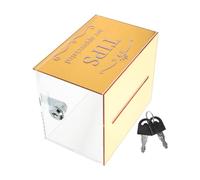 HEALLILY Tip Box Elegant Golden with Secure Lock Acrylic and Large Capacity Donation Collection Box for Bars, Restaurants, and Office Suggestion Use