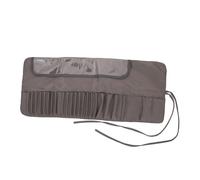 HEALLILY Travel Makeup Brush Organizer Rolling Case Portable Cosmetic Brush Holder Pouch for Women Large Capacity Makeup Tool Storage Bag in Light Grey