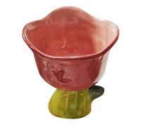 HEALLILY Tulip Shaped Dessert Bowl Red Ceramic Decorative Serveware