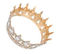 HEALLILY Wedding Bridal Crown for Women, Gold Rhinestone Tiara Hair Ornament, Comfortable Lightweight Headband for Parties, Carnivals, and Christmas Celebrations