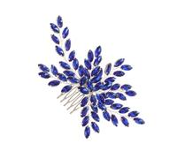 HEALLILY Wedding Rhinestone Hair Comb Hair Decor Accessory for Bride, Blue Crystal Pearl Bridal Headpiece Silver Wire, Side Comb for Wedding and Special Occasions