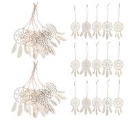 HEALLILY Wooden DIY Dream Catcher Kit 50pcs Unfinished Wood Cutouts Hanging Wall Decoration for Bedroom and Home Crafting