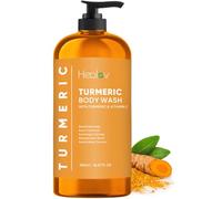 Healov Turmeric Shower Gel - Turmeric Soap Brightens Skin for Dark Spots and Hyperpigmentation - Turmeric Exfoliating Shower Gel Reduces Acne, Scars and Cleanses the Skin