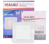 Healqu Bordered Gauze Island Dressing - 30 Count, 4" x 4" Sterile Individually Wrapped Gauze Pads with Water-Resistant, Soft and Breathable Wound Dressing for First Aid and Medical