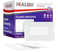 Healqu Bordered Gauze Island Dressing - 50 Count, 2.4"x4" Sterile Individually Wrapped Gauze Pads with Water-Resistant, Non-Woven Backing - Soft and Breathable Wound Dressing for First Aid & Medical