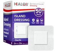 Healqu Bordered Gauze Island Dressing - 50 Count, 2" x 2" Sterile Individually Wrapped Gauze Pads with Water-Resistant, Soft and Breathable Wound Dressing for First Aid and Medical