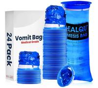 Healqu Hospital Vomit Bags - 24 Pack 1000ml Car Throw Up Bag - for Airsick Travel & Motion Sickness - Leak Resistant Medical Grade Puke Bag - Disposable Barf Bags Throw Up, Nausea Blue