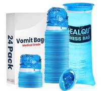 Healqu Hospital Vomit Bags - 24 Pack 1000ml Car Throw Up Bag - for Airsick Travel & Motion Sickness - Leak Resistant Medical Grade Puke Bag - Disposable Barf Bags Throw Up, Nausea Blue