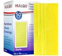 Healqu Medical Xeroform Petrolatum Dressing 5x9-50 Count - Non-Adherent Gauze Pad for Low Exudating Wounds - Fine Mesh Gauze Patch Sterile for Wound Care Lacerations, Burns & Skin Grafts