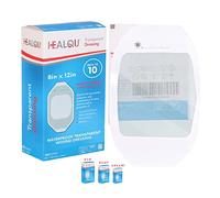 Healqu Transparent Film Dressing, 8" x 12" Pack of 10 Waterproof Wound Bandage Adhesive Patches, Post Surgical Shower or IV Shield, Tattoo Aftercare Bandage