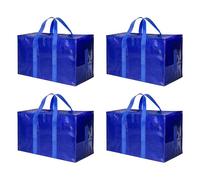 HealSmart 4 Pack Large Moving Bags with Zippers & Handles, Moving Supplies with Lids, Heavy Duty Totes for Space Saving, Fold Flat, Moving and Storing, Blue
