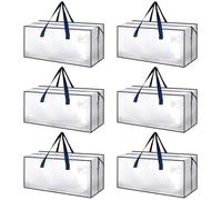 HealSmart 6 Pack Extra Large Moving Bags with Zippers & Carrying Handles, Heavy-Duty Storage Tote Moving Boxes for Dorm Room Essentials Storage Bags, Clear