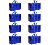 HealSmart 8 Pack Large Moving Bags with Zippers & Handles, Moving Supplies with lids, Heavy Duty Totes for Space Saving, Fold Flat, Moving and Storing, Blue