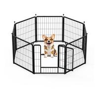 HealSmart Dog Playpen 24 Inch 8 Panels, Heavy Duty Metal Portable Pet Playpen Indoor Outdoor for Camping, Yard, RV, Garden Fence, Privacy Patio, Black