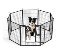 HealSmart Dog Playpen 32 Inch 8 Panels, Multi-Shaped Foldable Metal Pet Pen Fence with Single Gate, Light Weight and Easy to Carry, Black