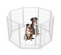 HealSmart Dog Playpen 40 Inch 8 Panels, Heavy Duty Metal Portable Pet Playpen Indoor Outdoor for Camping, Yard, RV, Garden Fence, Privacy Patio, White