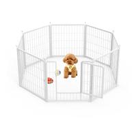 HealSmart Dog Playpen Indoor, Puppy Playpen Indoor Outdoor for Yard, Camping, RV, 24" Height 8 Panels Heavy Duty Dog Pen for Puppies/Small Dogs, White