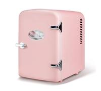 HealSmart Mini Portable Cooler, 4 Liter & 6 Cans Compact Refrigerators with Observation Window, 100% Freon Free and Eco Friendly for Drinks, 4L, Pink