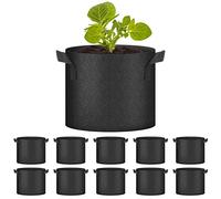 HealSmart Plant Grow Bags 7 Gallon, Tomoato Planter Pots 10-Pack with Handles, Aeration Nonwoven Fabric, Heavy Duty Gardening Planter for Vegetable, Herbs and Flowers, Black