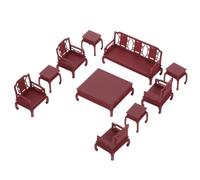 HEALSOPTHY 1:25 Scale Miniature Chinese Style Furniture Model Kit for Sand Table Display, Plastic Traditional Living Room Sofa and Side Table for Model Diorama