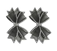 HEALSOPTHY 1 Pair Black Bow Shoe Charms for Women Wedding and DIY Use, Versatile Accessory Made of Cloth and Mesh, Beautiful and Not Easy to Deform Shoe Decorations