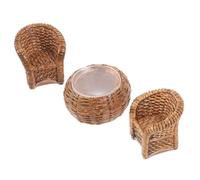 HEALSOPTHY 1 Set Dollhouse Miniature Furniture Set Tiny Chair and Table Kit for Dollhouse Decoration Realistic Weaving Design Sturdy Materials for Daily Use