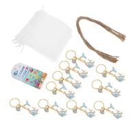 HEALSOPTHY 10 Sets Ocean-themed Seashell Keychain Charms with Thank You Tags Jute Rope Bags for Mermaid Birthday Favors Beach Party Fillers Coastal Keyrings for Summer Classroom Prizes