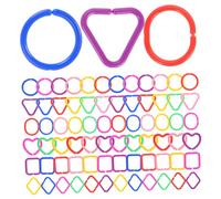 HEALSOPTHY 100 Pcs Colorful Plastic Geometric Link for Boy Girl Early Education DIY Linking Rings for Stroller and Classroom Creative Cognitive Development Safe Learning