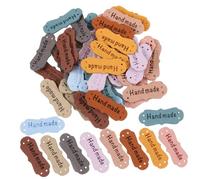HEALSOPTHY 100 Pcs Embossed PU Leather Tags with Heart Pattern DIY Sewing Accessories for Clothes Bags Shoes Hats Handmade Labels for Craft Gifts and Patchwork Decoration