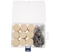 HEALSOPTHY 100 Sets DIY Wooden Key Rings Unfinished Round Pendants with Single Multifunctional Key Decors for Crafting Lightweight Decorative Keychains for Custom and Personal Use