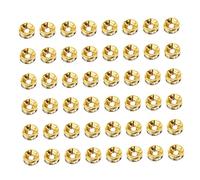 HEALSOPTHY 100pcs Golden Plated Rhinestone Spacer Beads for Jewelry Making Rondelle Loose Beads for DIY Bracelets Necklaces Sparkling Rhinestone Inlay Abundant Supply for Craft Projects