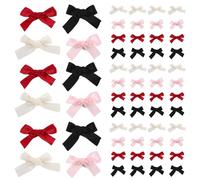 HEALSOPTHY 100pcs Mini Bow Hair Clips for Cute Ribbon Bowknot Barrettes with Slip Resistant Claws for Braiding Daily Styling and Gift Giving