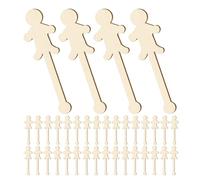 HEALSOPTHY 100pcs People-Shaped Wood Sticks for Kids Comfortable to Hold for Small Hands, Beige Wooden Craft Sticks for Family Creativity Sessions and Drawing Activities