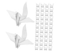 HEALSOPTHY 100pcs White Folded Paper Cranes DIY Origami Mobile Garland for Wedding Party Backdrop Photo Props Home Decoration Educational Craft Kit with Easy Instructions