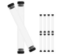 HEALSOPTHY 10pcs Cylinder Pen Storage Cases 151X21Mm Black Caps, Plastic Pencil Boxes for Pen Display and Desk Organization, Suitable for Student and Office Use