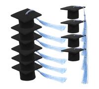 HEALSOPTHY 10pcs Graduation Cake Decorations Toppers Mini Blue Graduation Cap Dessert Picks Safe Party Decor for Cupcakes Versatile Cake Decoration