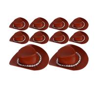 HEALSOPTHY 10pcs Mini Cowboy Hats Rhinestone Decorated Western Cowboy Hats for Crafts and Doll Dress up Tiny Sombrero Party Accessories