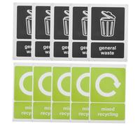 HEALSOPTHY 10pcs Outdoor Trash Bin Labels with Recycling Symbols Self Adhesive Garbage Can Stickers for Public Waste Classification Prevent Mess and Maintain Cleanliness