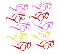 HEALSOPTHY 10PCS Plastic Round Frame Glasses No Lens Lightweight Optical Props for Party Dress Up Birthday Cosplay