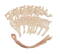 HEALSOPTHY 10pcs Wooden Reindeer Hanging Ornaments Smooth Surface Craft Slices for Christmas Tree Decor DIY Tags and Scrapbooking Supplies