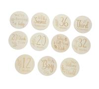HEALSOPTHY 11 Pcs Wooden Weekly Signs Pregnancy Journey Sign Double Sided Discs Creative Design Smooth Without Burrs Easy to Carry for Graduation Period Maternity Parties and Baby Showers