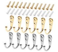 HEALSOPTHY 12 Pcs Vintage Zinc Alloy Wall Hooks Multi Functional Decorative Coat and Key Hangers Strong Bearing Capacity with Smooth Edges Suitable for Bedroom Bathroom Closet Living Chrome